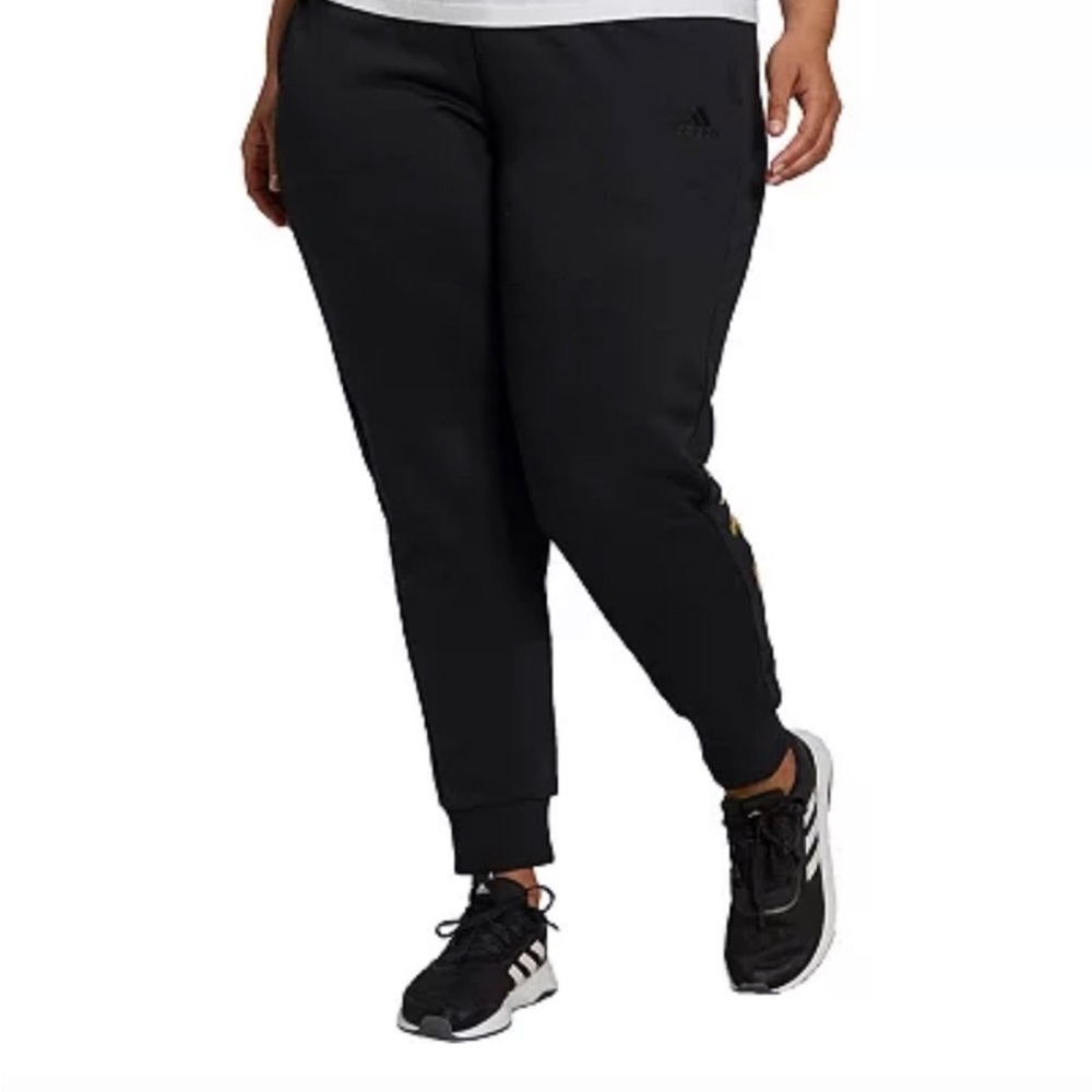Adidas Black & Gold Linear French Terry Joggers 2X - Picture 6 of 9